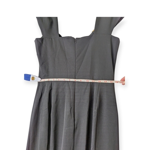 Tadashi Shoji Black Evening Gown Square Neckline Crystal Brooch MOTB MOTG - Picture 6 of 14